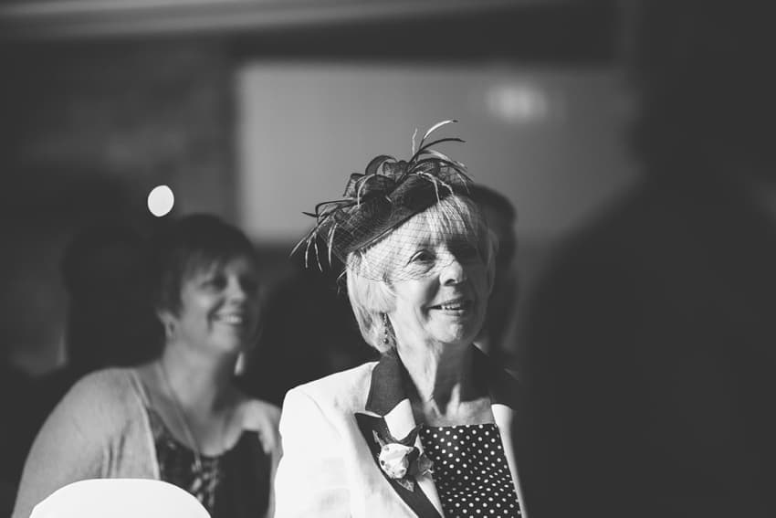 Wedding guests in black and white