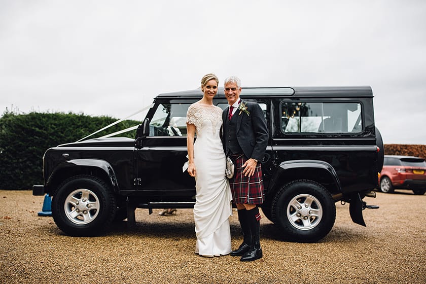 wedding day land rover defender