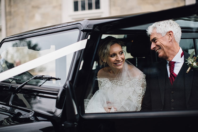 wedding day land rover defender