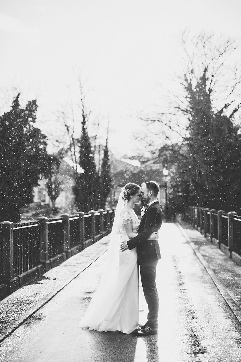 snow on the wedding day