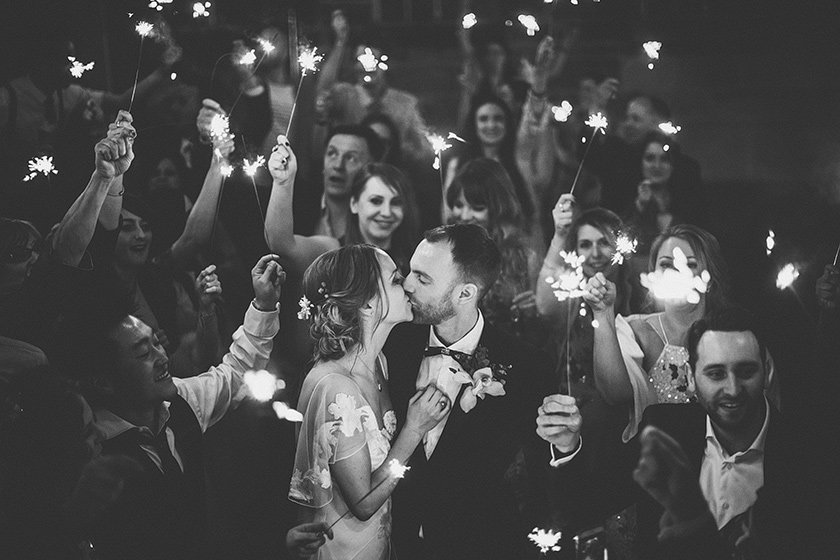 sparkler wedding photo