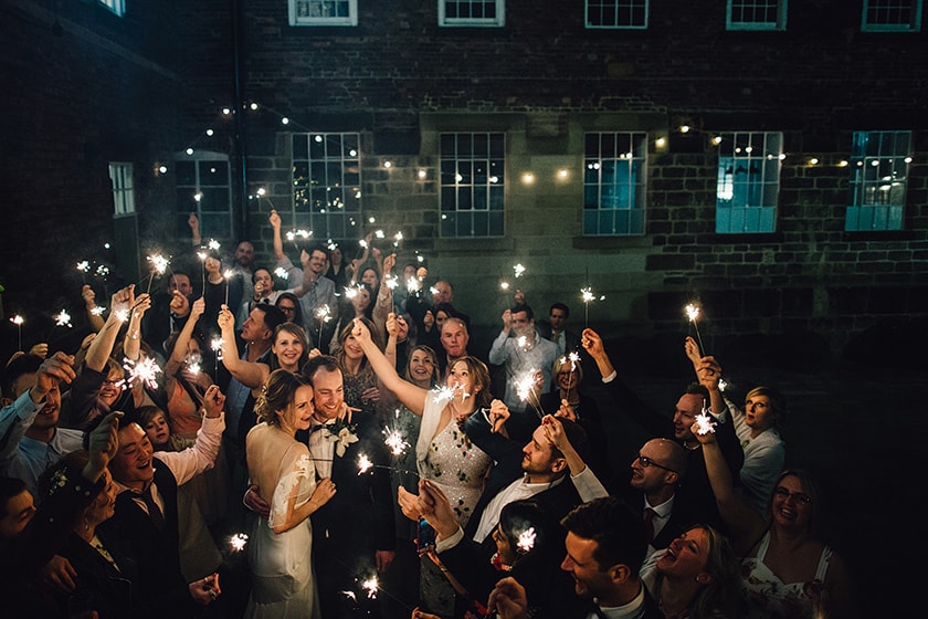 sparkler wedding photo