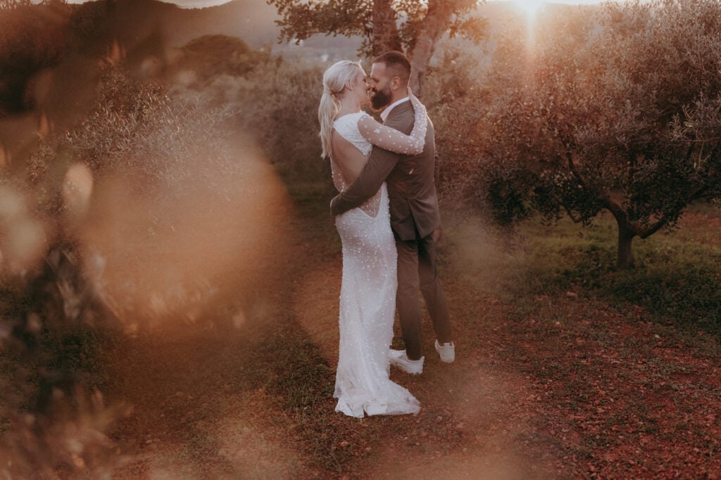 Ibiza sunset wedding photo at Agroturismo can gall Wedding, Ibiza - Charlene and Daniel