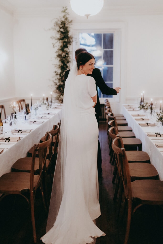 long tables and minimal luxury wedding style