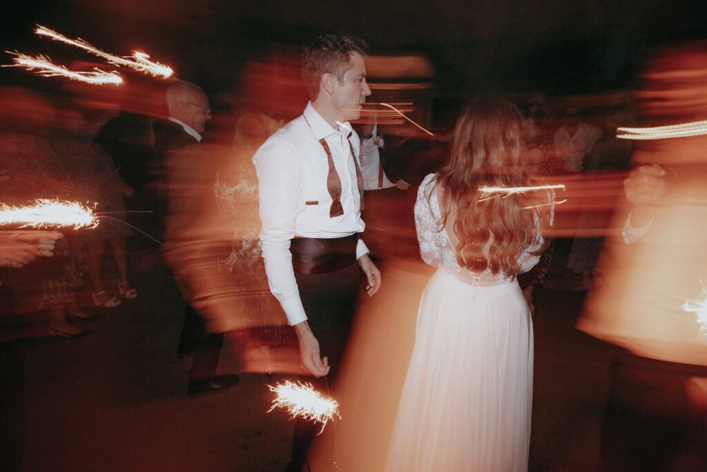 Wedding sparkler shot at Babington House