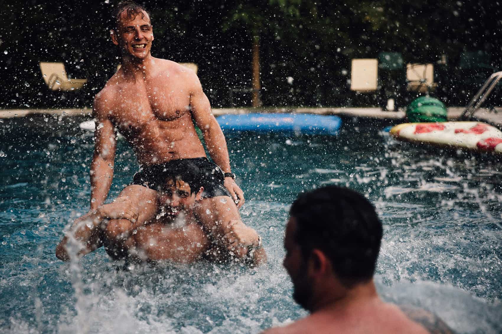Tuscany wedding pool party